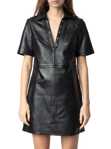 Zadig & Voltaire Women's Ralmy Grommet Embellished Leather Minidress | Thumbnail 3 Zadig & Voltaire Women's Ralmy Grommet Embellished Leather Minidress | Thumbnail 3