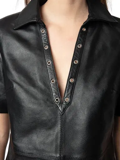 Zadig & Voltaire Women's Ralmy Grommet Embellished Leather Minidress | Thumbnail 6 Zadig & Voltaire Women's Ralmy Grommet Embellished Leather Minidress | Thumbnail 6