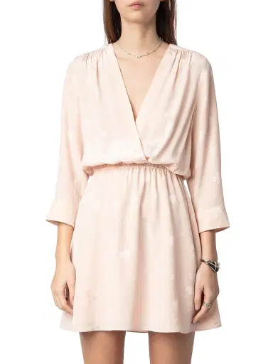 Zadig & Voltaire Women's Rucas Flash Heart Jacquard Silk Minidress - Pearly - Size Large | Thumbnail 3
