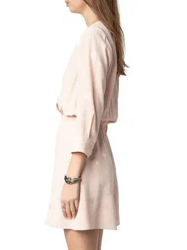 Zadig & Voltaire Women's Rucas Flash Heart Jacquard Silk Minidress - Pearly - Size Large | Thumbnail 4
