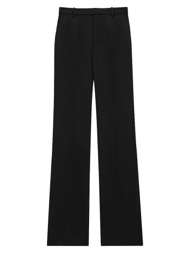 Saint Laurent Women's Flared Tuxedo Pants in Grain De Poudre - Black - Size 2 | Thumbnail 1 Saint Laurent Women's Flared Tuxedo Pants in Grain De Poudre - Black - Size 2 | Thumbnail 1