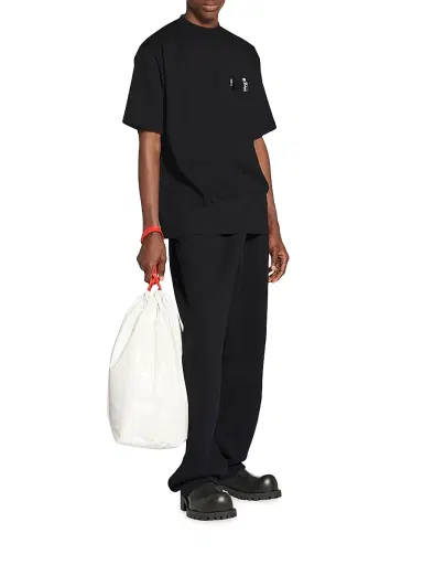 Balenciaga Men's Gaffer T-Shirt Large Fit - Black White Red | Thumbnail 2