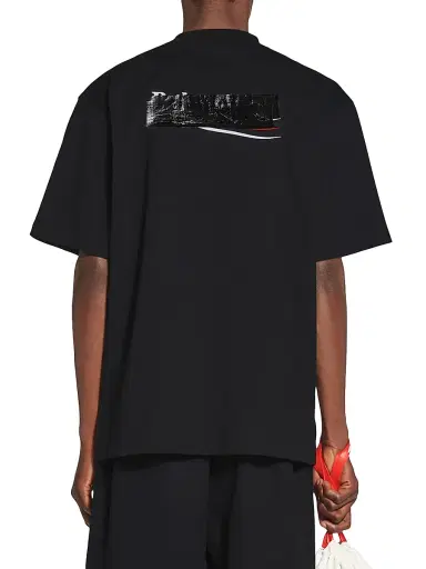 Balenciaga Men's Gaffer T-Shirt Large Fit - Black White Red | Thumbnail 5