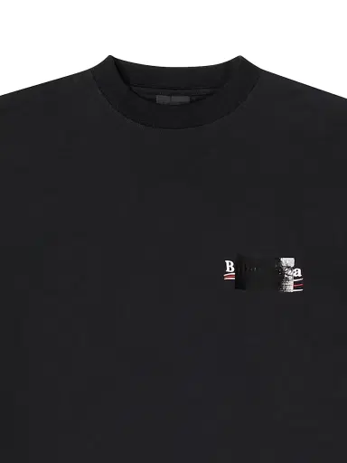 Balenciaga Men's Gaffer T-Shirt Large Fit - Black White Red | Thumbnail 7