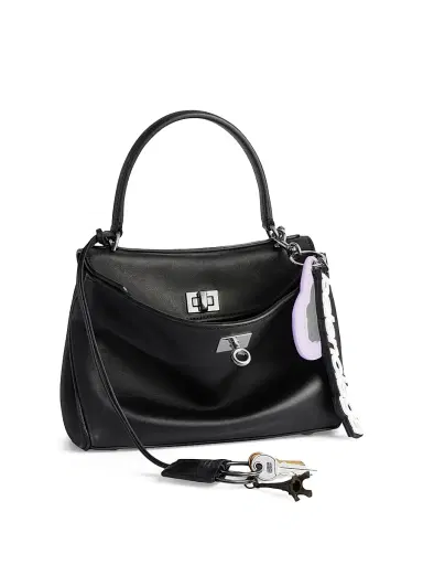 Balenciaga Women's Rodeo Mini Top Handle Bag Used Effect with Charms - Black | Thumbnail 2