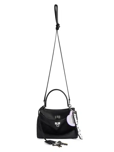 Balenciaga Women's Rodeo Mini Top Handle Bag Used Effect with Charms - Black | Thumbnail 6
