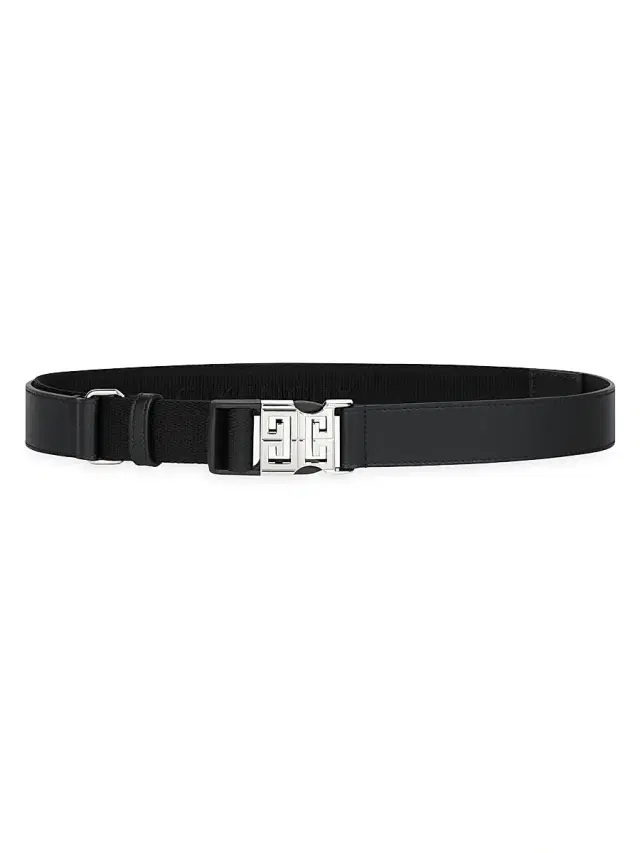 Men's 4G Belt in Leather and Canvas - Black