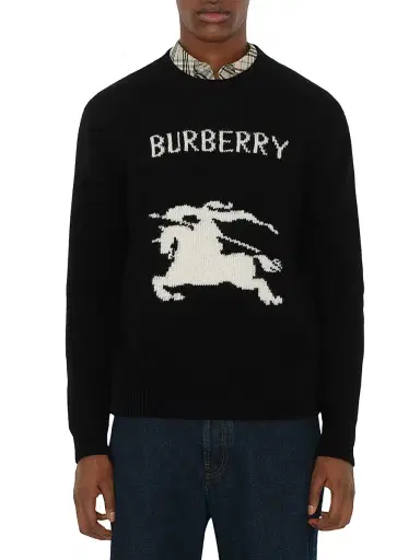 Burberry Men's Equestrian Knight Design Wool & Cashmere Sweater - Black - Size XL | Thumbnail 3