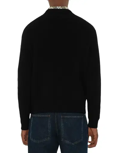Burberry Men's Equestrian Knight Design Wool & Cashmere Sweater - Black - Size XL | Thumbnail 5