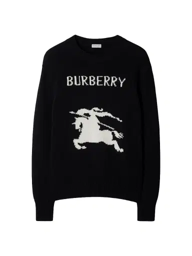 Burberry Men's Equestrian Knight Design Wool & Cashmere Sweater - Black - Size XL | Thumbnail 1
