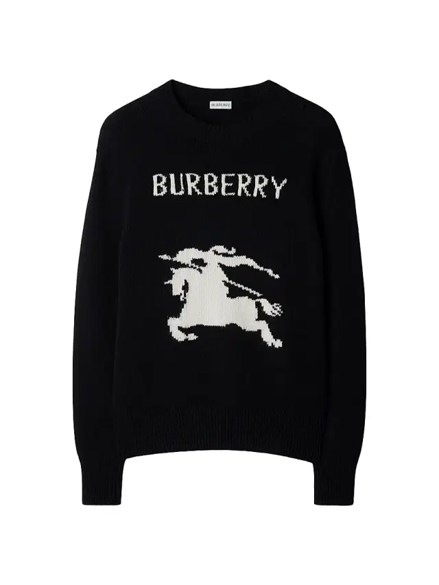 Burberry Men's Equestrian Knight Design Wool & Cashmere Sweater - Black
