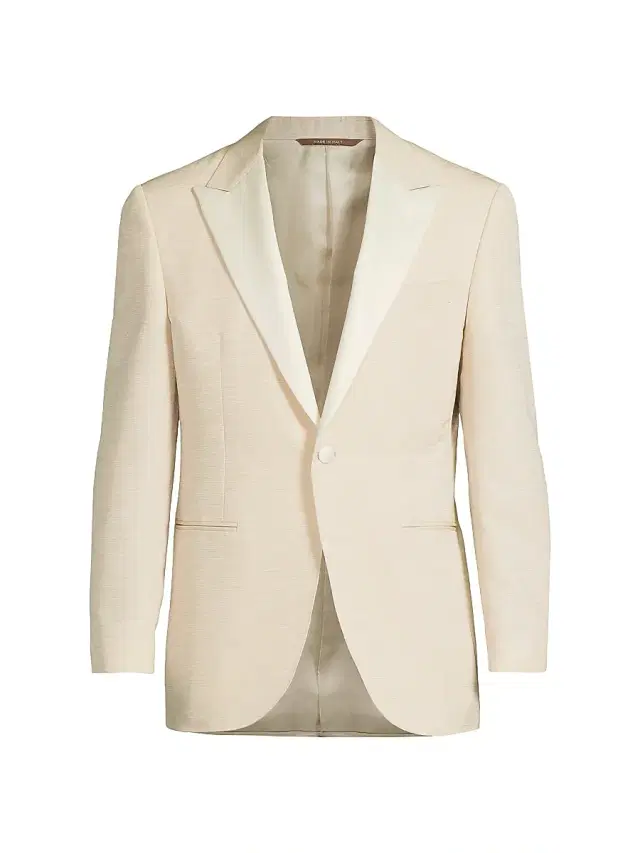 Canali Men's Textured Wool-Silk Dinner Jacket - Cream