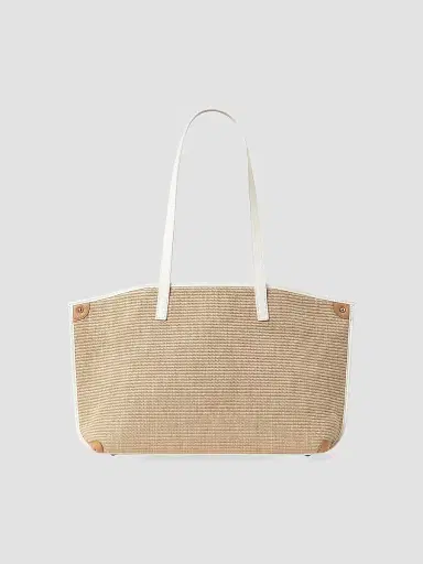 Akris Women's Ai Convertible Raffia & Leather Shopper Tote Bag - Nature White | Thumbnail 2 Akris Women's Ai Convertible Raffia & Leather Shopper Tote Bag - Nature White | Thumbnail 2