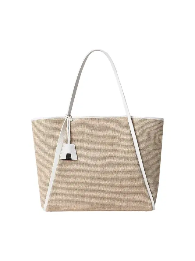 Akris Women's  Alex Raffia & Leather Tote Bag - Nature White