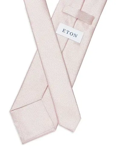 Eton Men's Herringbone Woven Silk Tie - Pink | Thumbnail 3 Eton Men's Herringbone Woven Silk Tie - Pink | Thumbnail 3