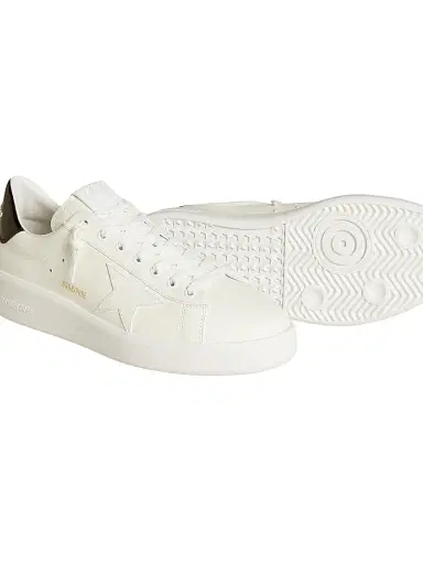 Golden Goose Men's Pure Leather Low-Top Sneakers - Optic White Black | Thumbnail 4 Golden Goose Men's Pure Leather Low-Top Sneakers - Optic White Black | Thumbnail 4