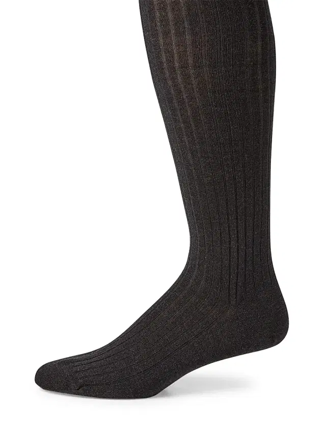 Ribbed Merino Wool Blend Socks - Charcoal