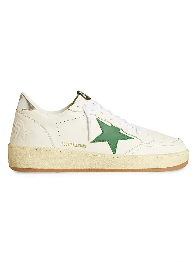 Men's Ballstar Leather Low-Top Sneakers - White Green Silver