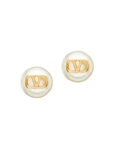 Valentino Garavani Women's VLogo Signature Earrings with Pearls - Gold | Thumbnail 1