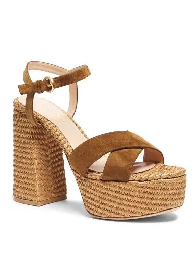 Gianvito Rossi Women's Bebe Leather & Raffia Platform Sandals - Texas Suede - Size 10.5 | Thumbnail 2