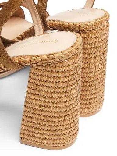 Gianvito Rossi Women's Bebe Leather & Raffia Platform Sandals - Texas Suede - Size 10.5 | Thumbnail 5
