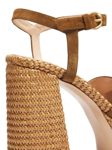Gianvito Rossi Women's Bebe Leather & Raffia Platform Sandals - Texas Suede - Size 10.5 | Thumbnail 6