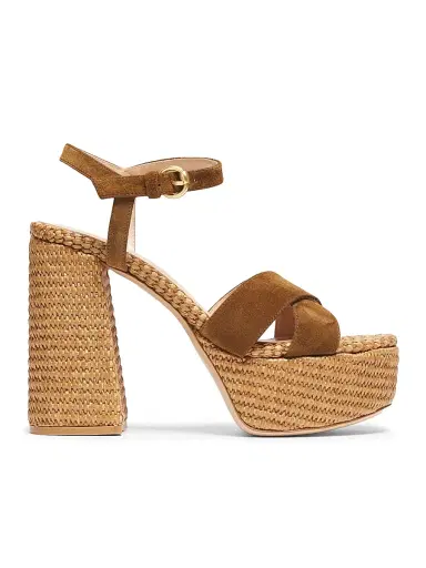 Gianvito Rossi Women's Bebe Leather & Raffia Platform Sandals - Texas Suede - Size 10.5 | Thumbnail 1