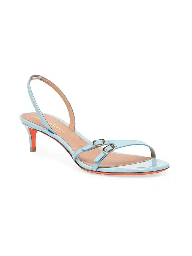 Santoni Women's Buckle Patent Leather Sandals - Light Blue | Thumbnail 2 Santoni Women's Buckle Patent Leather Sandals - Light Blue | Thumbnail 2