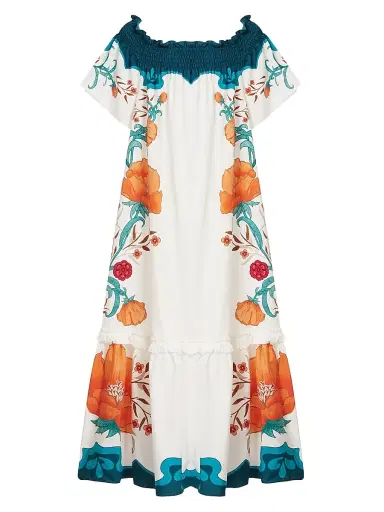 La DoubleJ Women's Capalbio Dress Placee - Morpheus Placee Orange - Size XL | Thumbnail 2