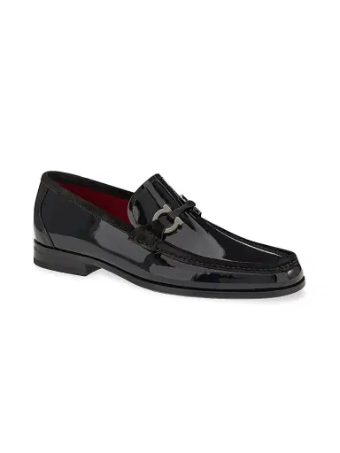 FERRAGAMO Men's Grandioso2 Patent Leather Loafers - Nero | Thumbnail 2