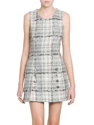 Dolce & Gabbana Women's Rachel Check Tweed Minidress | Thumbnail 3 Dolce & Gabbana Women's Rachel Check Tweed Minidress | Thumbnail 3