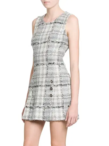 Dolce & Gabbana Women's Rachel Check Tweed Minidress | Thumbnail 4 Dolce & Gabbana Women's Rachel Check Tweed Minidress | Thumbnail 4