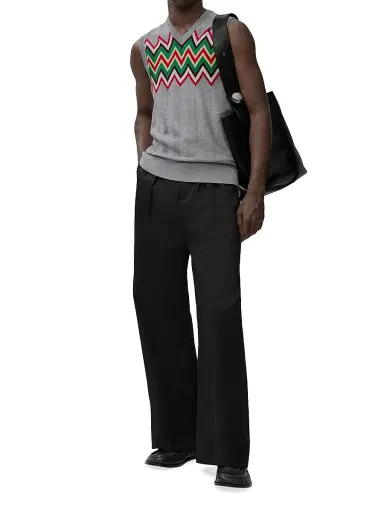 Loewe Men's Chevron Stretch Wool Sleeveless Sweater - Grey Multicolor | Thumbnail 2