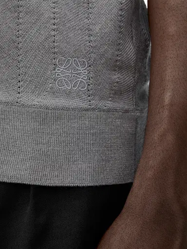 Loewe Men's Chevron Stretch Wool Sleeveless Sweater - Grey Multicolor | Thumbnail 5