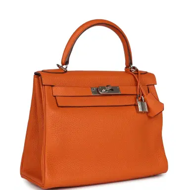 HERMÈS Pre-owned Hermes Special Order (HSS) Kelly Retourne 28 Orange Togo Palladium Hardware | Thumbnail 2