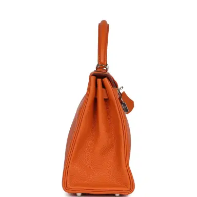 HERMÈS Pre-owned Hermes Special Order (HSS) Kelly Retourne 28 Orange Togo Palladium Hardware | Thumbnail 3