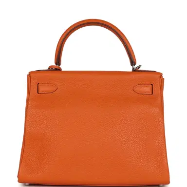 HERMÈS Pre-owned Hermes Special Order (HSS) Kelly Retourne 28 Orange Togo Palladium Hardware | Thumbnail 4