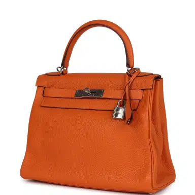 HERMÈS Pre-owned Hermes Special Order (HSS) Kelly Retourne 28 Orange Togo Palladium Hardware | Thumbnail 5