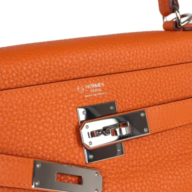 HERMÈS Pre-owned Hermes Special Order (HSS) Kelly Retourne 28 Orange Togo Palladium Hardware | Thumbnail 7