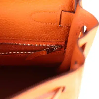 HERMÈS Pre-owned Hermes Special Order (HSS) Kelly Retourne 28 Orange Togo Palladium Hardware | Thumbnail 9
