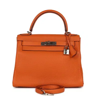 HERMÈS Pre-owned Hermes Special Order (HSS) Kelly Retourne 28 Orange Togo Palladium Hardware | Thumbnail 1
