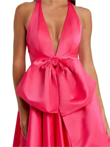 Mac Duggal Women's Prom Oversized-Bow Satin Sleeveless Gown - Hot Pink - Size 14 | Thumbnail 3
