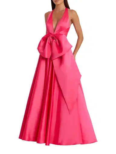 Mac Duggal Women's Prom Oversized-Bow Satin Sleeveless Gown - Hot Pink - Size 14 | Thumbnail 1