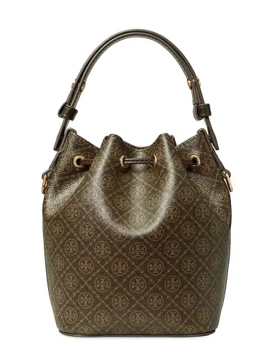 Tory Burch Women's Mini T-Monogram Canvas Bucket Bag - French Press | Thumbnail 4