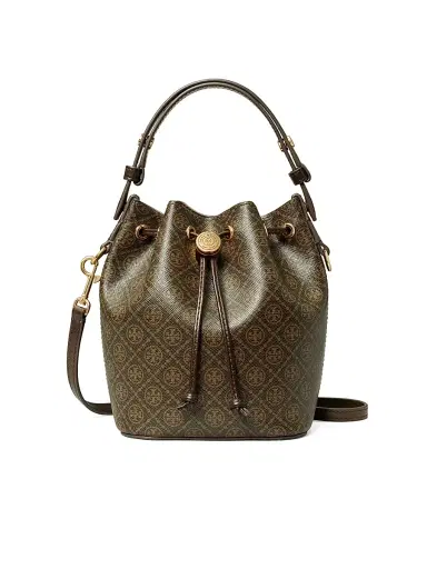 Tory Burch Women's Mini T-Monogram Canvas Bucket Bag - French Press | Thumbnail 1