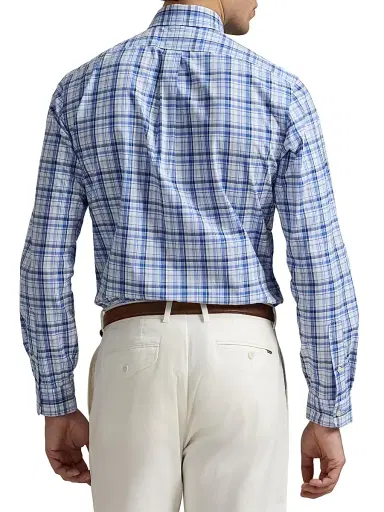 Polo Ralph Lauren Men's Classic Fit Plaid Poplin Shirt - Blue Multi | Thumbnail 4 Polo Ralph Lauren Men's Classic Fit Plaid Poplin Shirt - Blue Multi | Thumbnail 4