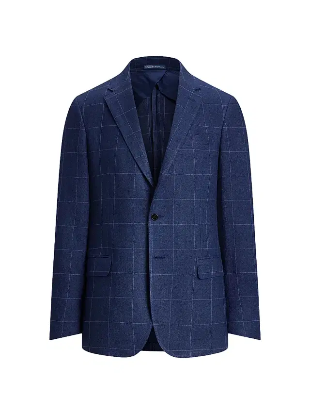 Men's Tailored Windowpane Sport Coat - Navy Grey