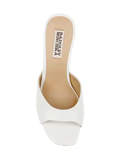 BADGLEY MISCHKA Women's Cadence 85MM Leather Block-Heel Mules - White - Size 11 | Thumbnail 4
