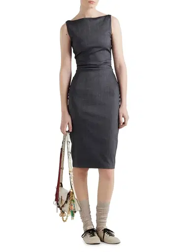 Prada Women's Stretch Kid Mohair Dress - Grey - Size 12 | Thumbnail 2 Prada Women's Stretch Kid Mohair Dress - Grey - Size 12 | Thumbnail 2