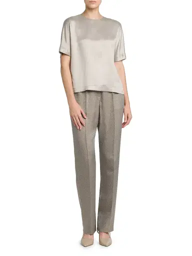 Giorgio Armani Women's Satin Short-Sleeve Blouse - Ash - Size 6 | Thumbnail 2